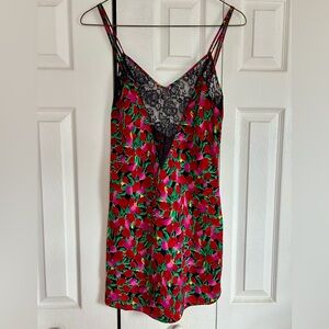 Vintage Victoria Secret Floral Lace-Trim Slip Dress